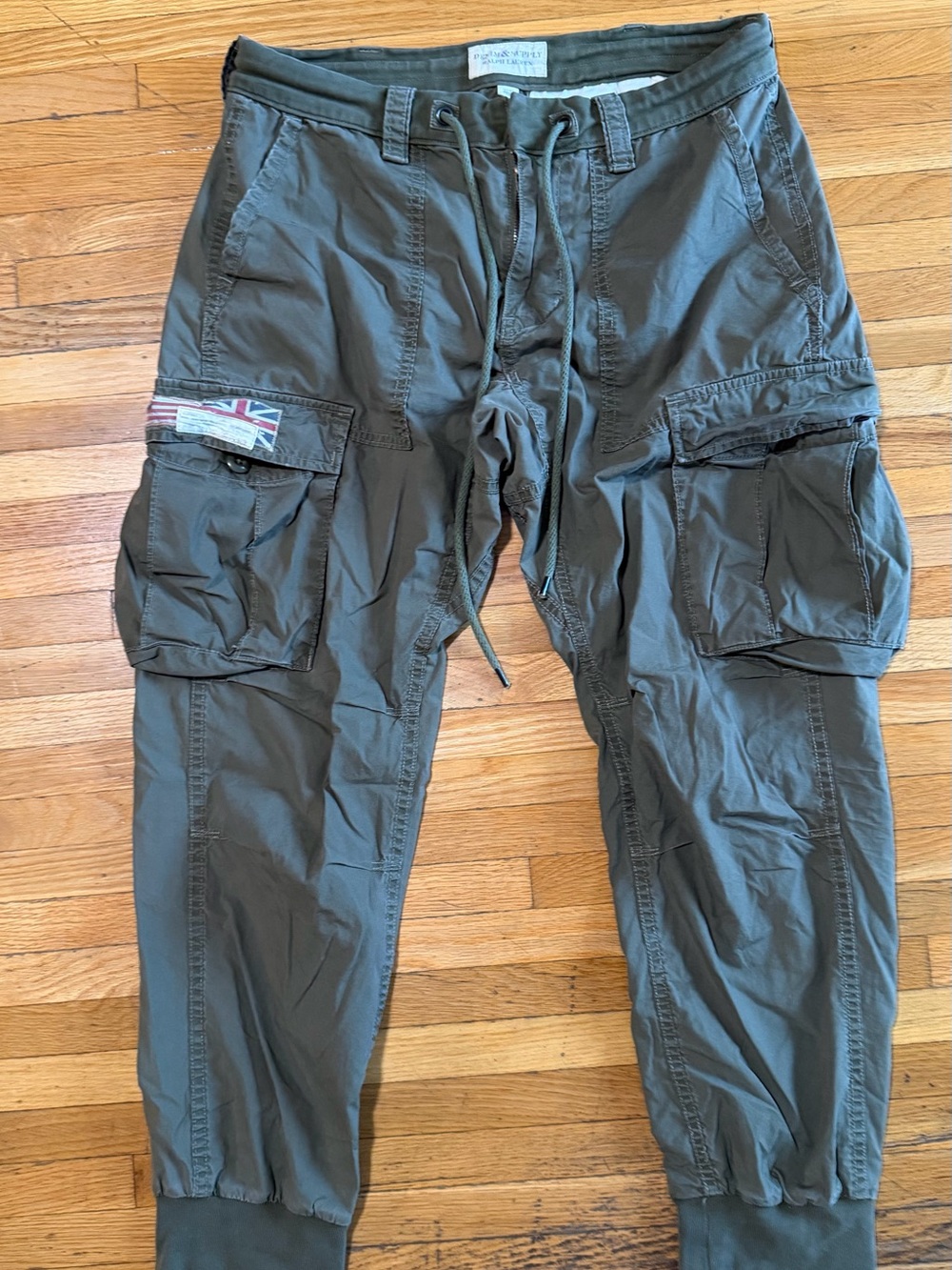 Denim & Supply Ralph Lauren Olive Cargo Joggers with Union Flag Patch